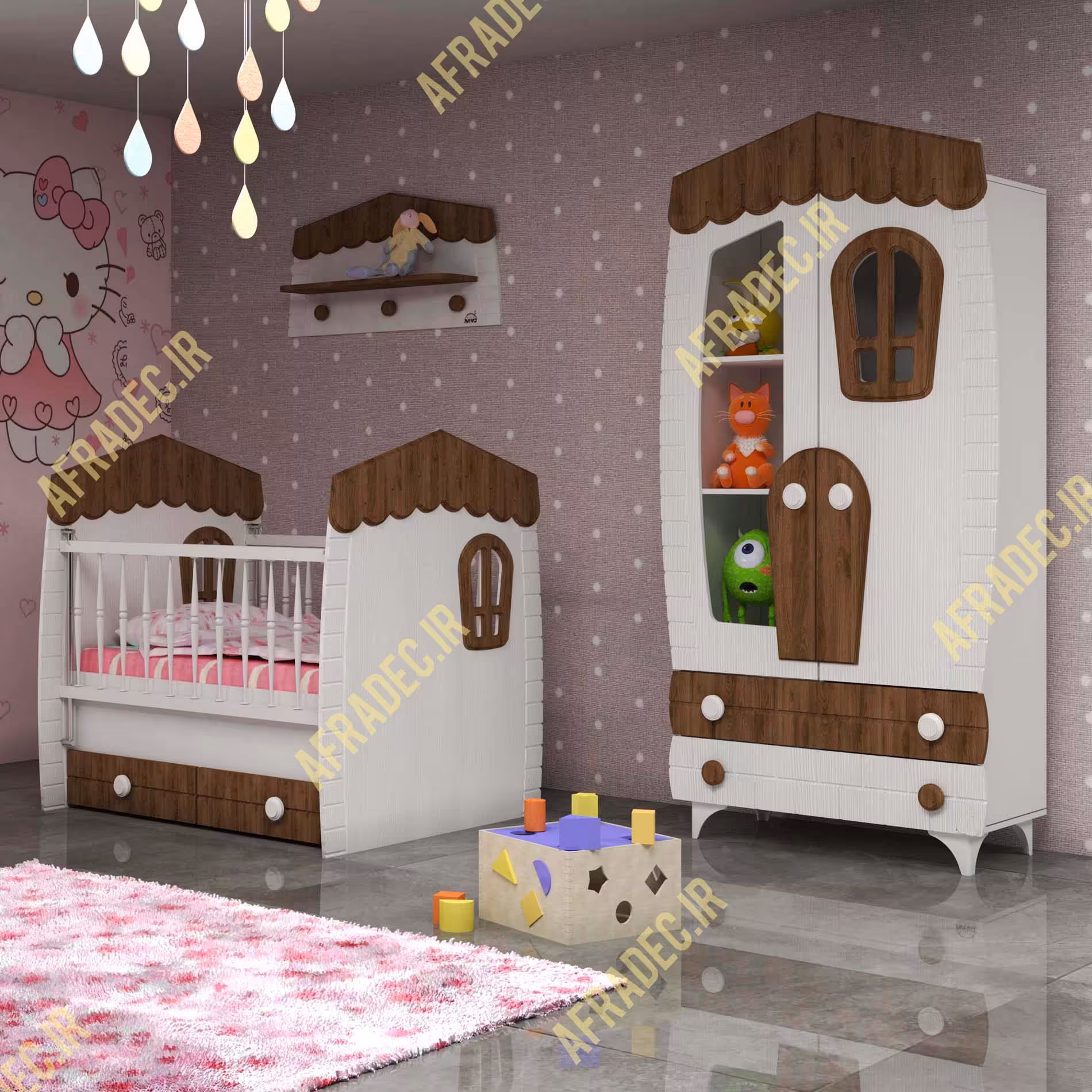 سرویس خواب نوزاد مدل کلبه نوزادی