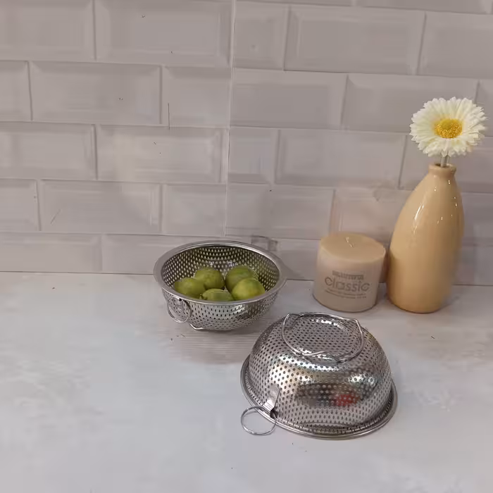 تفاله گیر پانچ استیل پایه دار صافی سینک ظرفشویی استیل دسته دار باکیفیت بالا 