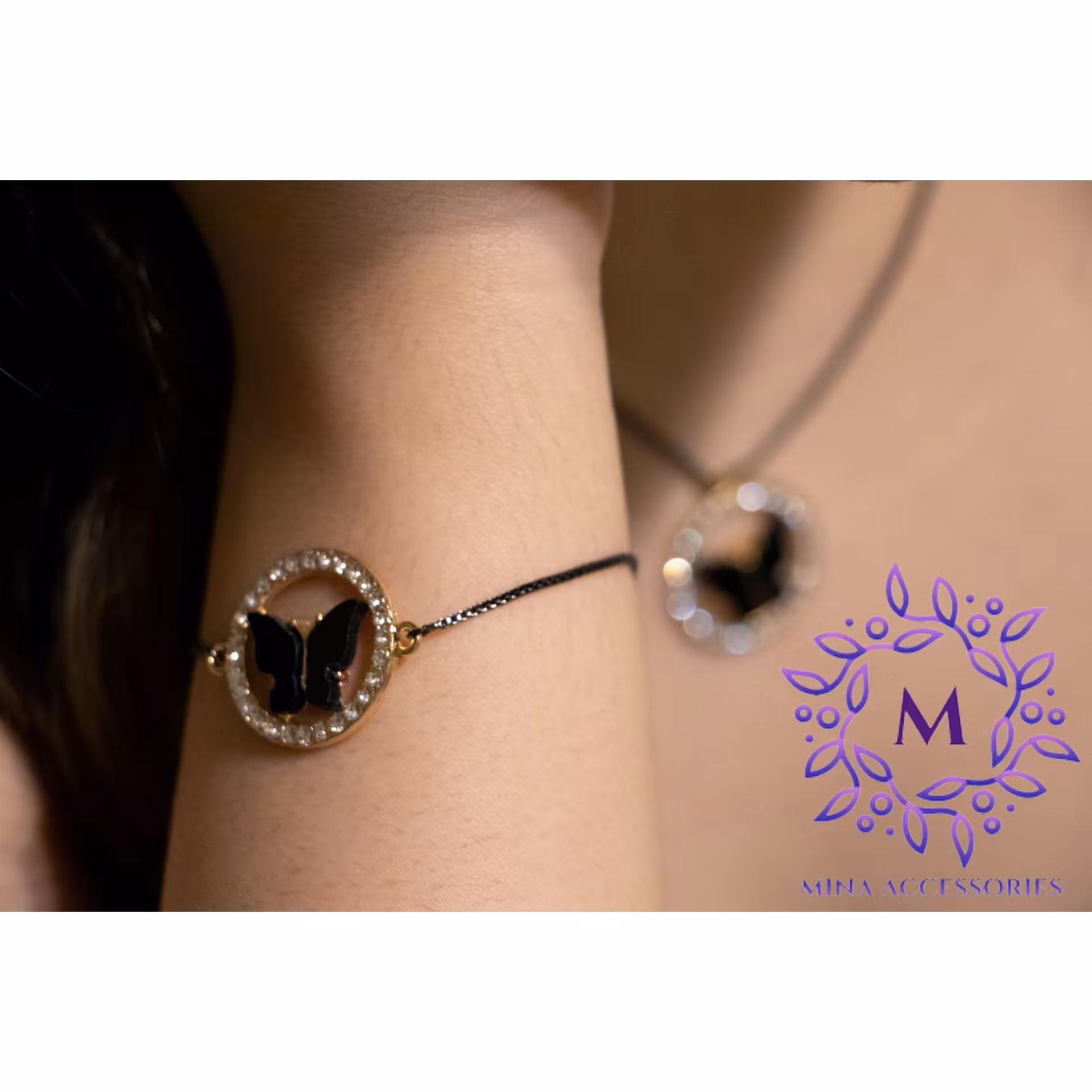 ست گردنبند دستبند فری سایز پروانه 