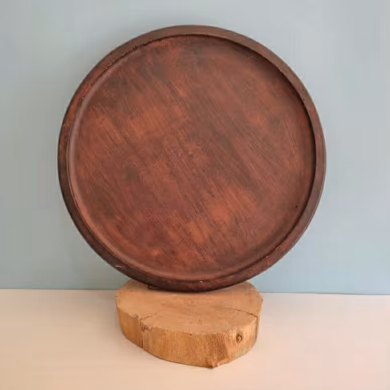 سینی گرد سنگی طرح چوب