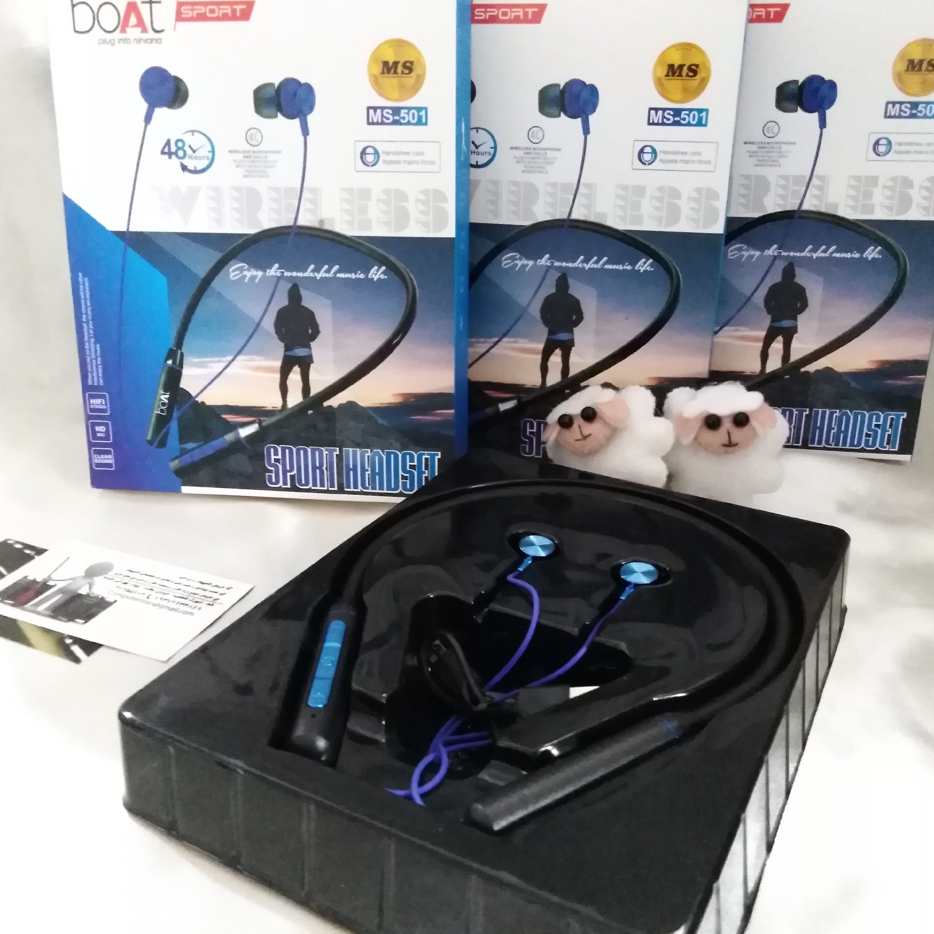 هدست بیسیم مدل MS-503 رنگبندی مشکی دارای میکروفن دکمه مدیربت صدا