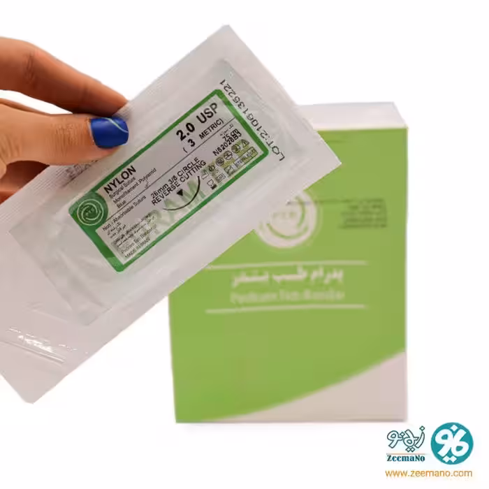 نخ بخیه نایلون 2/0 با سوزن ریورس کات