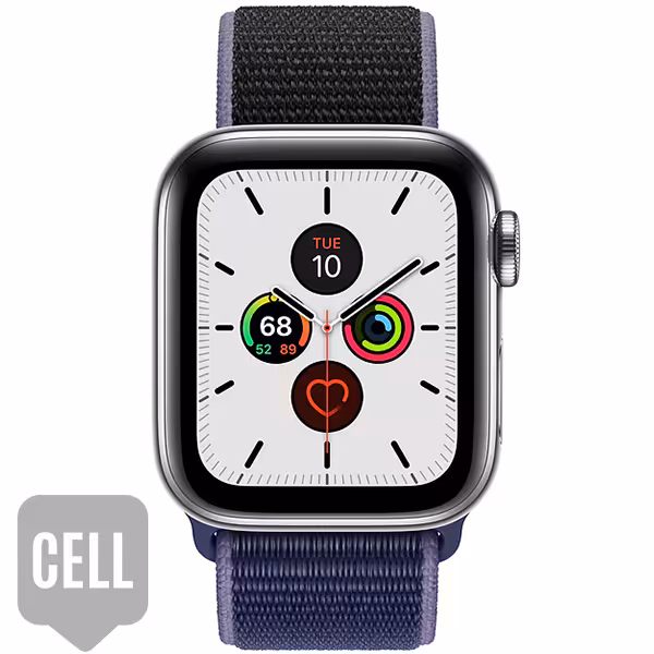 سری 5 استیل سلولار زنانه Stainless Steel Case with Midnight Blue Sport Loop - Hiapple.ir