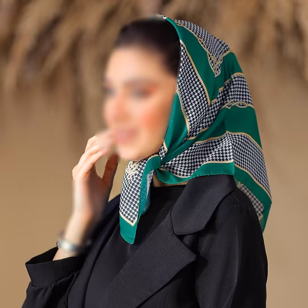 باندانا یا مینی اسکارف نخی طرح پیچازی سبز ارسال رایگان 