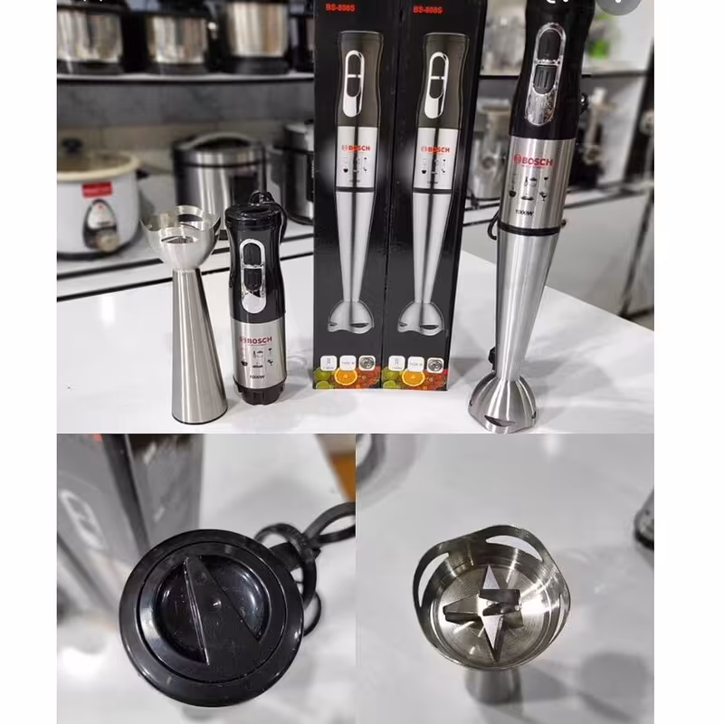 گوشت کوب برقی بوش3000 وات پایه بلند تمام استیل 4تیغه یخ شکن سیم پیچ موتور تمام مس سوپر سایلنت مدلBS-5915