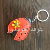 جاکلیدی کفشدوزک و گل چرم طبیعی آویز کیف بهاری 