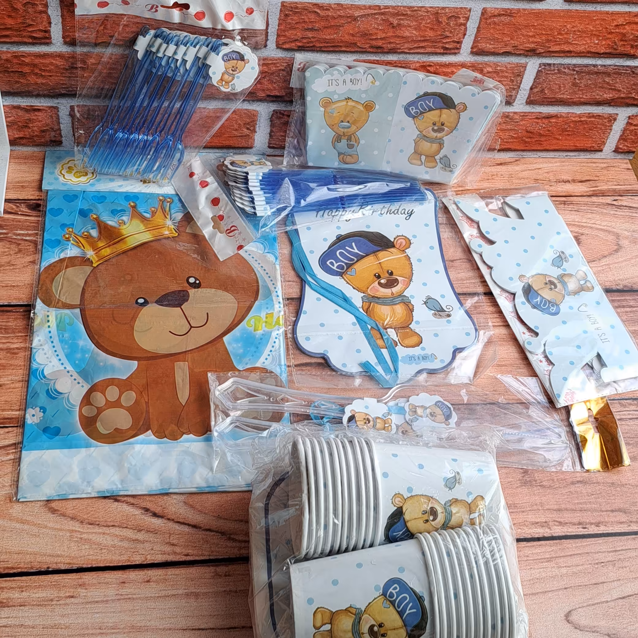 تم تولد تدی خرسی پسر  تم تولد پسرانه 104 تیکه با ارسال رایگان 