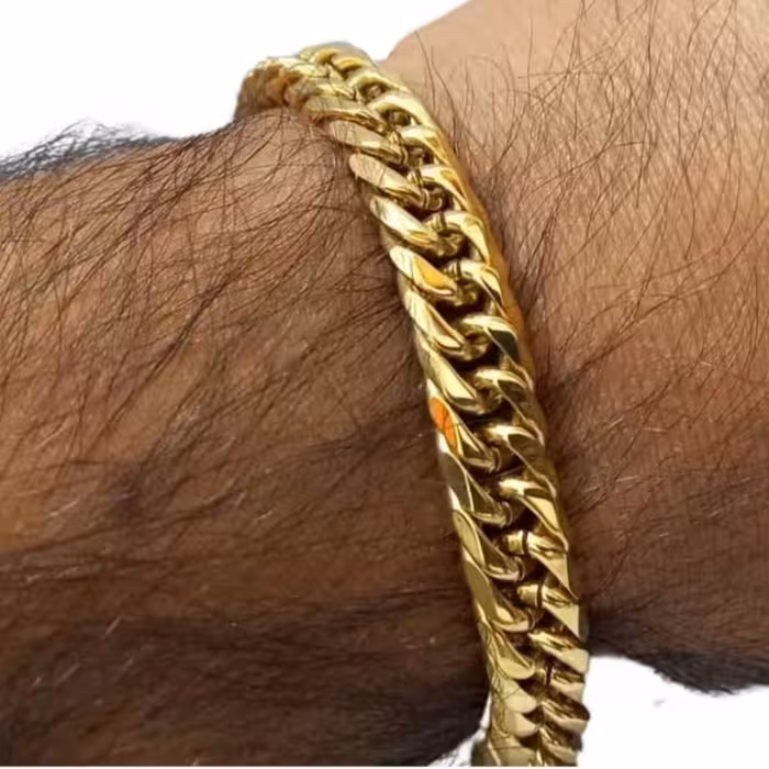 دستبند کارتیر دوبل استیل سایز 6 میل طلایی ارسال رایگان