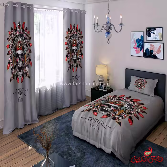 روتختی پرده 2 طرح اسکلت توتم بعدی مدرن کد 15615