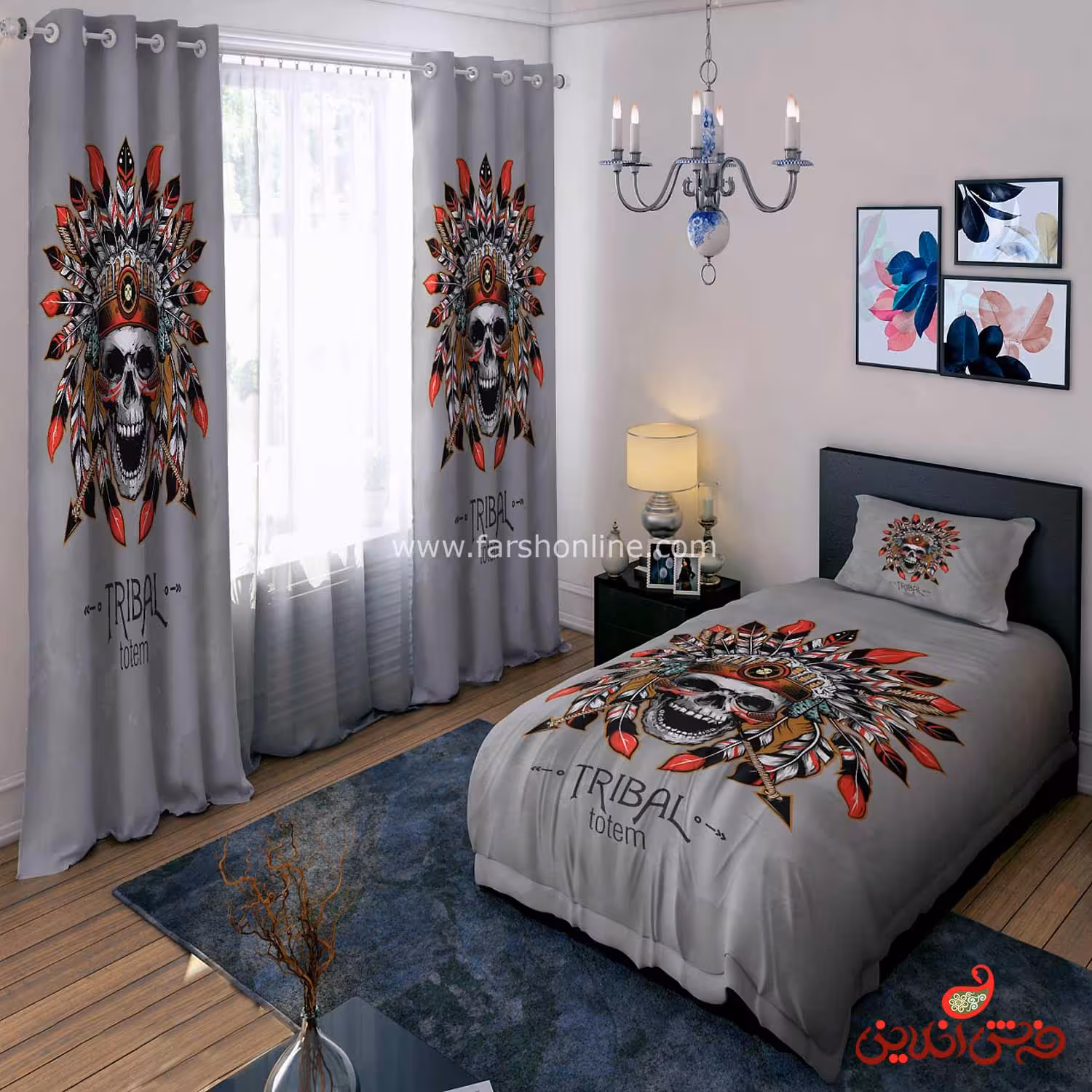 روتختی پرده 2 طرح اسکلت توتم بعدی مدرن کد 15615