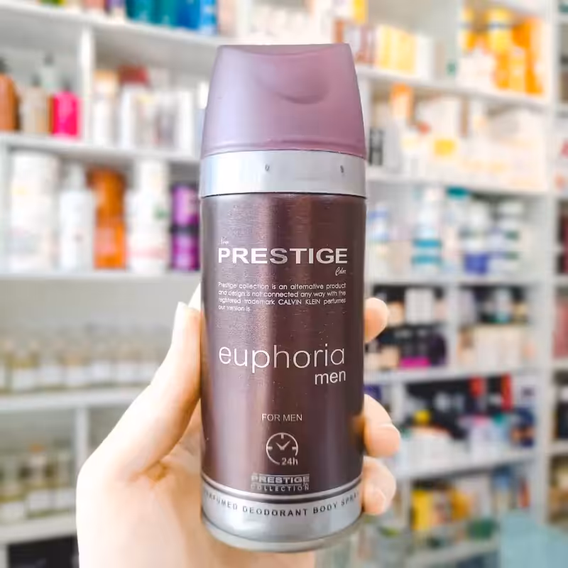 اسپری خوشبوکننده مردانه بدن پرستیژ مدل ایفوریا Euphoriaمناسب برای لباس و بدن حجم 150 میلی لیتر
