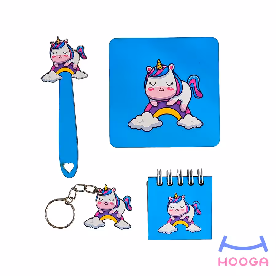 ست چهارتایی چوبی طرح یونیکورن و رنگین کمان - هوگا شاپ - فروش انواع محصولات فانتزی