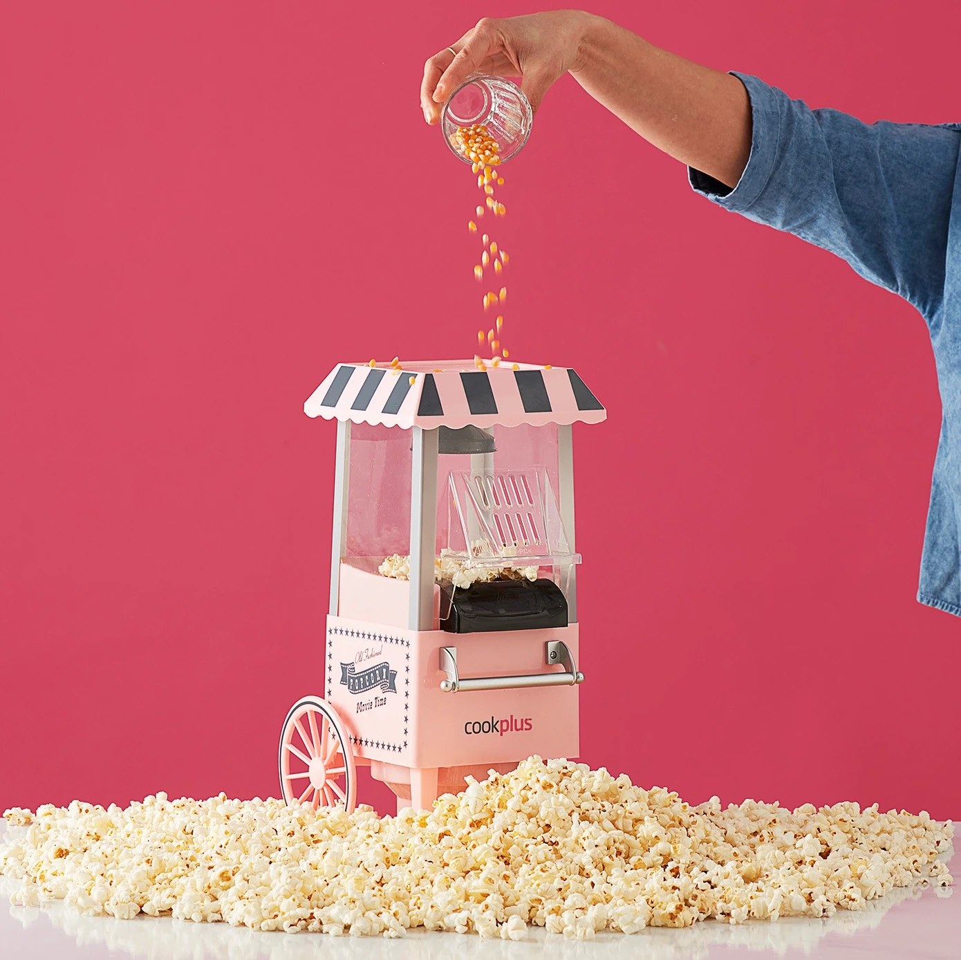 پاپ کورن ساز کوک پلاس رنگ صوررتی مدل cookplus popcorn machine