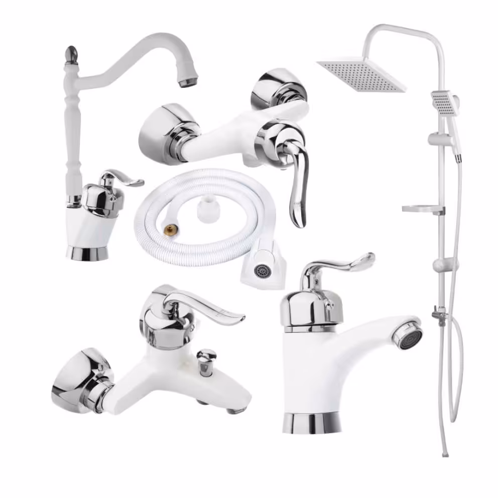 شیر آلات سفید کروم قاجاری مجموعه6 عددی