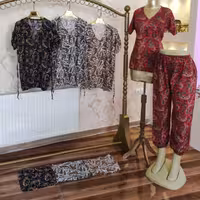 تیشرت و شلوار طرح گل ریز (بدون آبرفت)