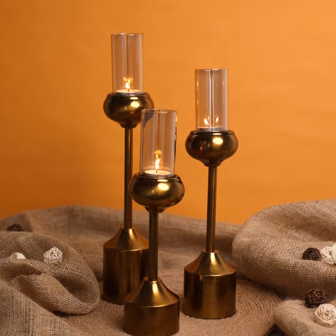 جاشمعی طلایی ایستاده 3 تایی