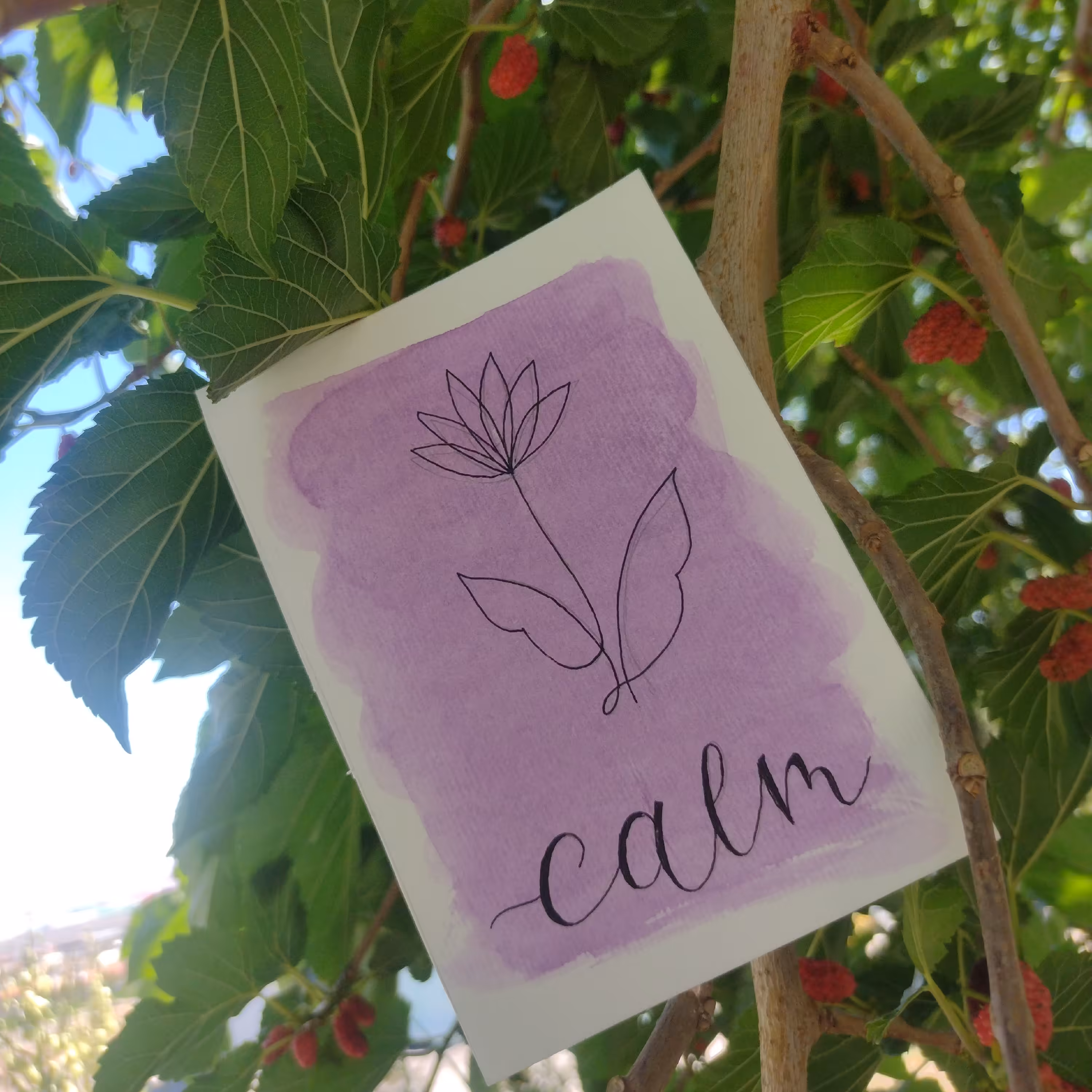 نقاشی با آبرنگ طرح گل 