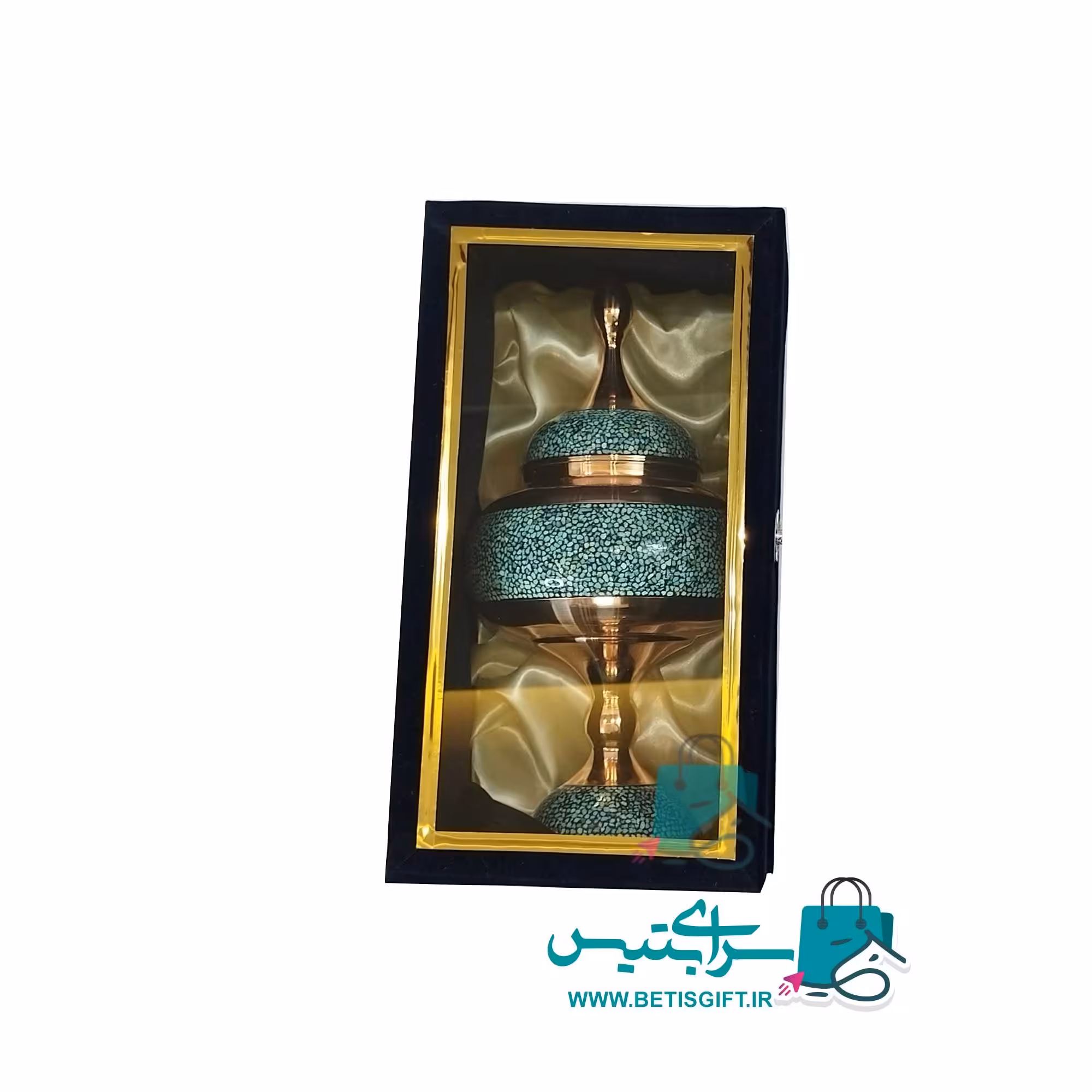 شکلات خوری فیروزه کوب ارتفاع 27سانت  همراه با جعبه هدیه