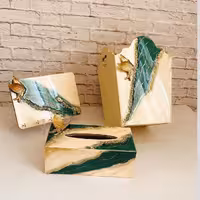  ست جا دستمال و سطل جاکلیدی رزین سطل اشغال رزین  جا دستمال رزین 