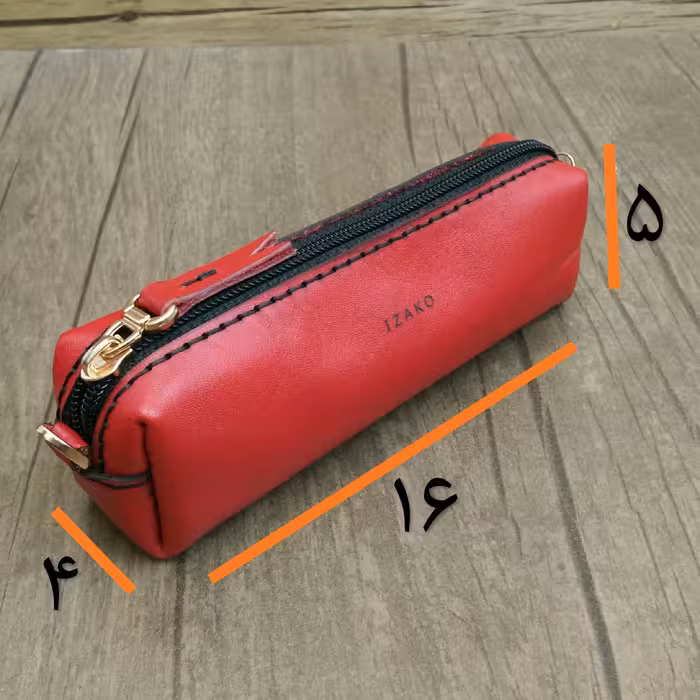 جامدادی کیف عینک لوازم آرایشی و اکسسوری سایز 16چرم گاوی قرمز دستدوز مدل i-330 ایزاکو
