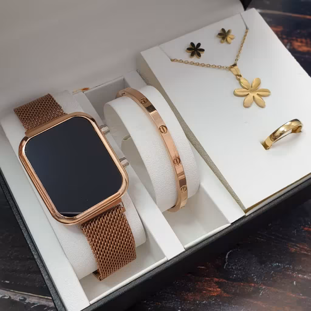 ساعت مچی ال ای دی نور قرمز رنگ رزگلد LED 