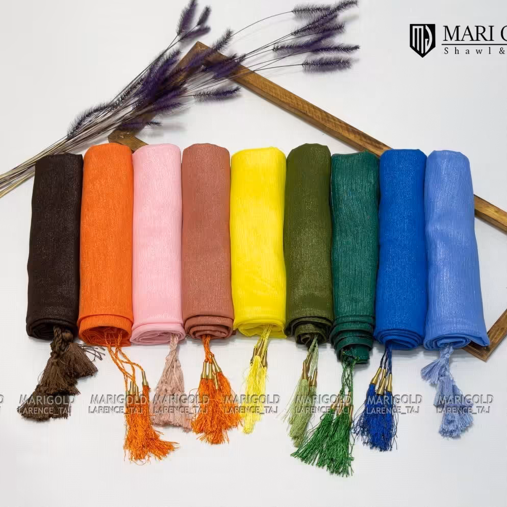 شال حریر لمه کریشه منگوله دار رنگ سبز درباری شیک و  زیبا (ارسال رایگان)