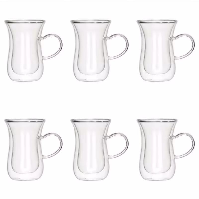 استکان مدل دوجداره کمر باریک کد b80 بسته 6 عددی