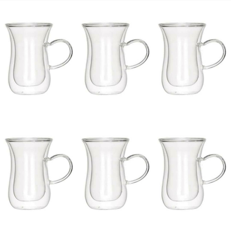 استکان مدل دوجداره کمر باریک کد b80 بسته 6 عددی