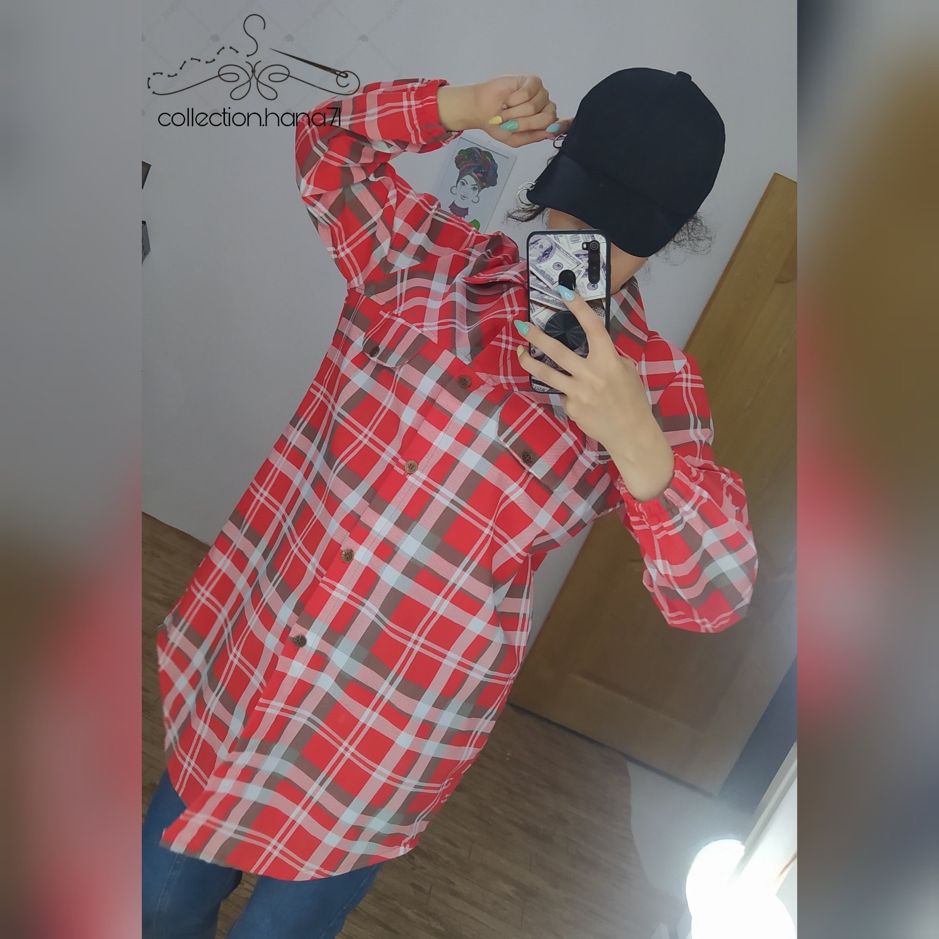 مانتو چهار خونه لاکچری قرمز