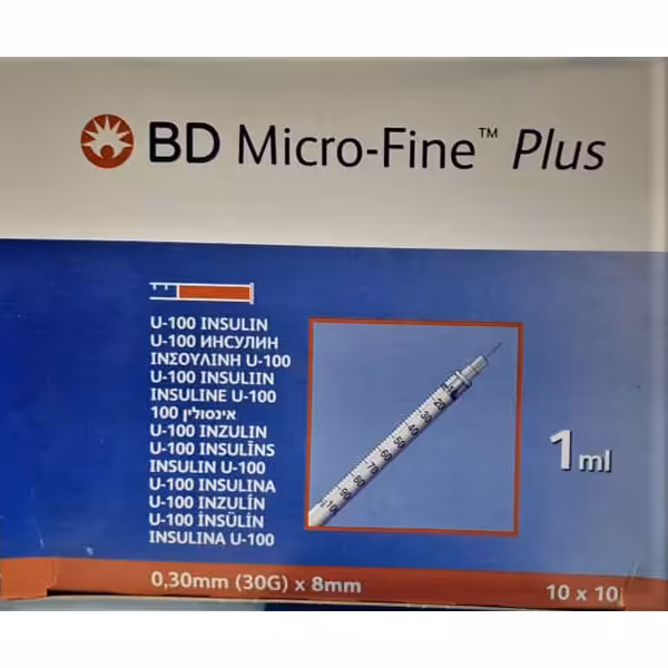 سرنگ انسولین 1 میل بی دی BD 30G-8mm