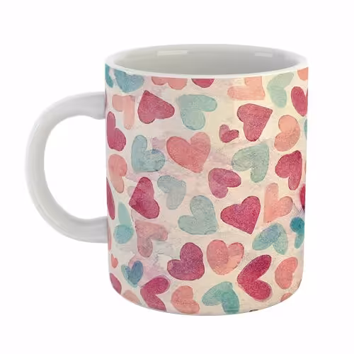 ماگ سرامیکی طرح قلب های رنگی کد717