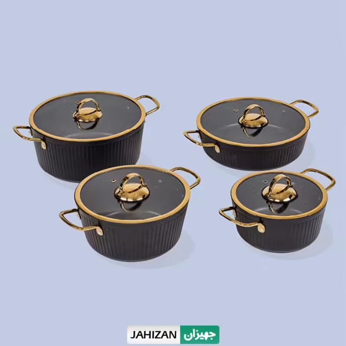 سرویس قابلمه 8پارچه یونیک مدل فلورانس مشکی UN-8400