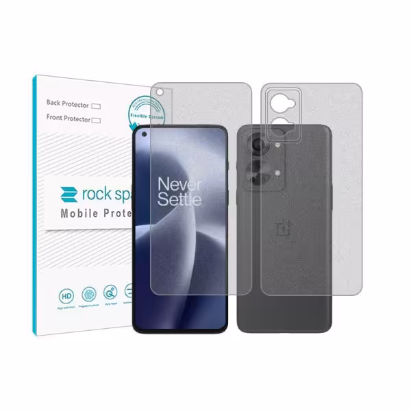 گلس صفحه نمایش و پشت گوشی وان پلاس Nord 2T مدل نانو هیدروژل گیمینگ برند راک اسپیس کدss