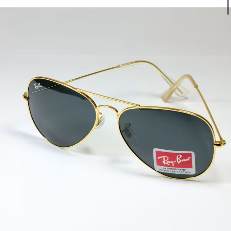 فریم عینک آفتابی مردانه خلبانی گرد طلایی ریبن RB5