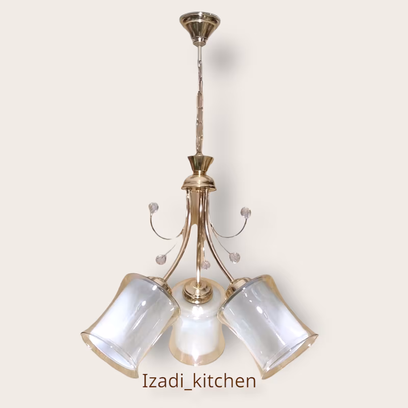 لوستر آشپزخانه حبابی سه شعله رنگ طلایی