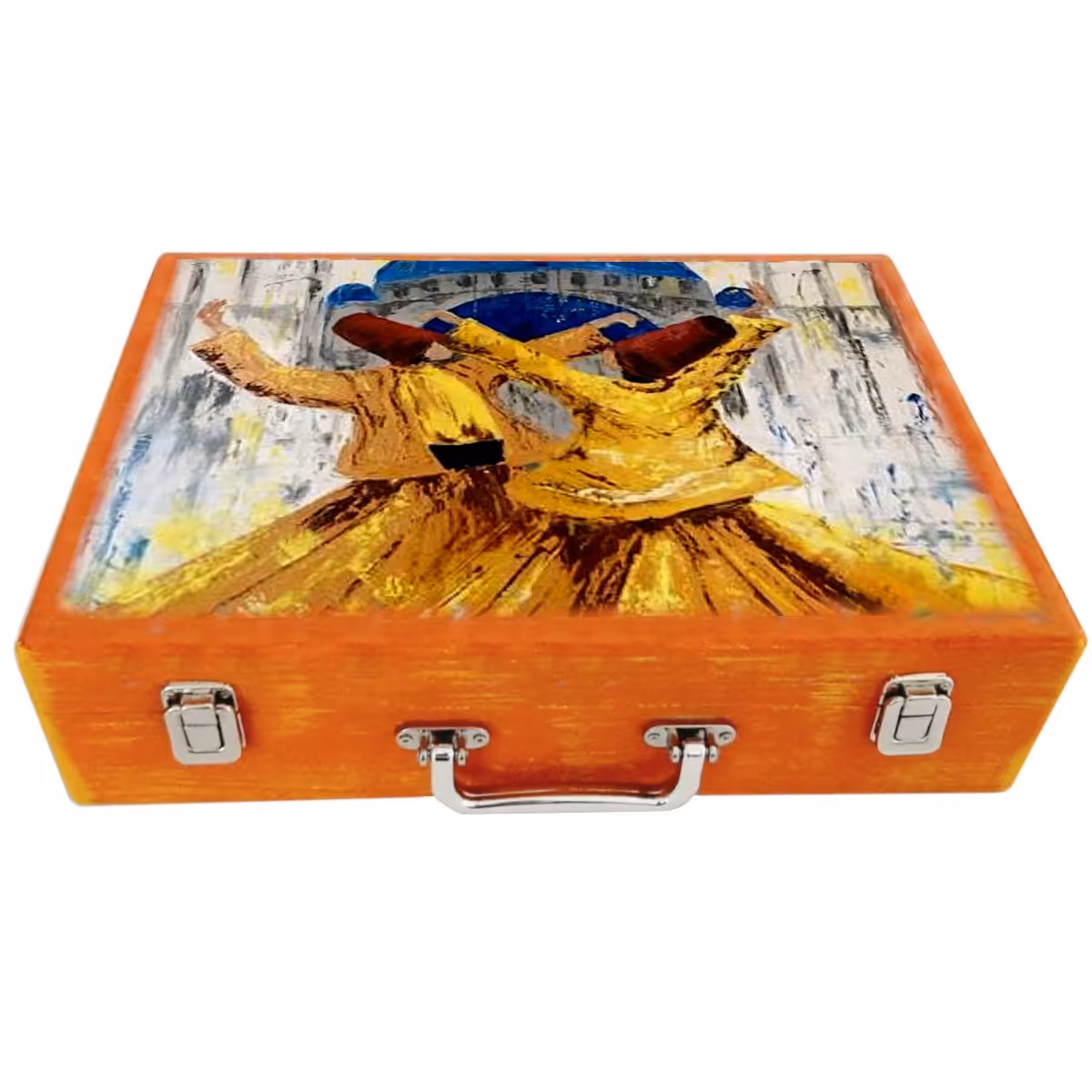 جعبه چوبی مدل چمدان بزرگ طرح  سماع 006