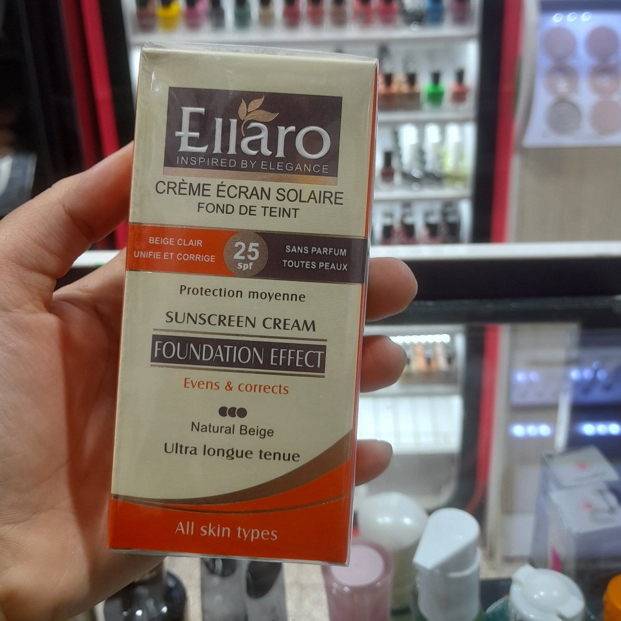 ضد آفتاب الارو Ellaro کرم پودری انواع پوست بژ طبیعی SPF25