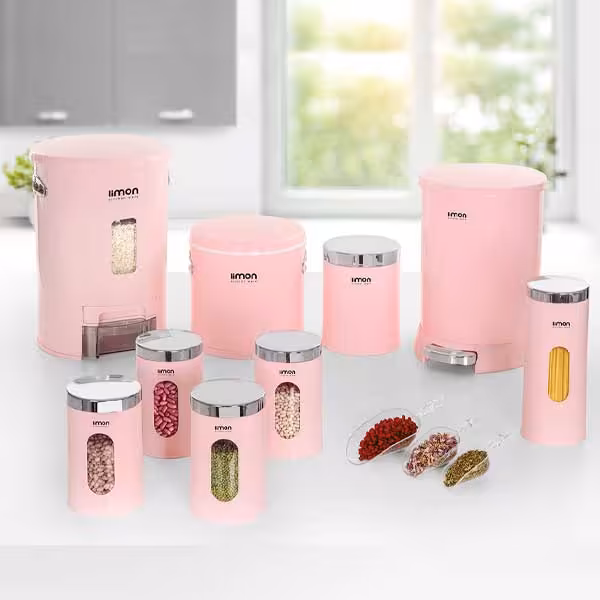 سرويس آشپزخانه 9پارچه گرد صورتی لیمون