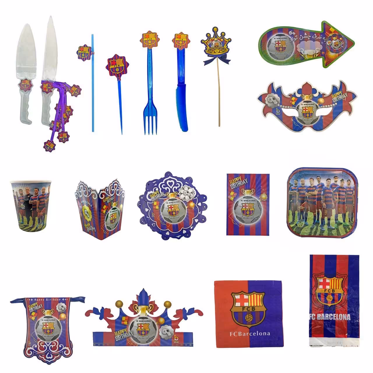 پک جشن تولد گالری زیبا باکس مدل تم بارسلونا سایز 150