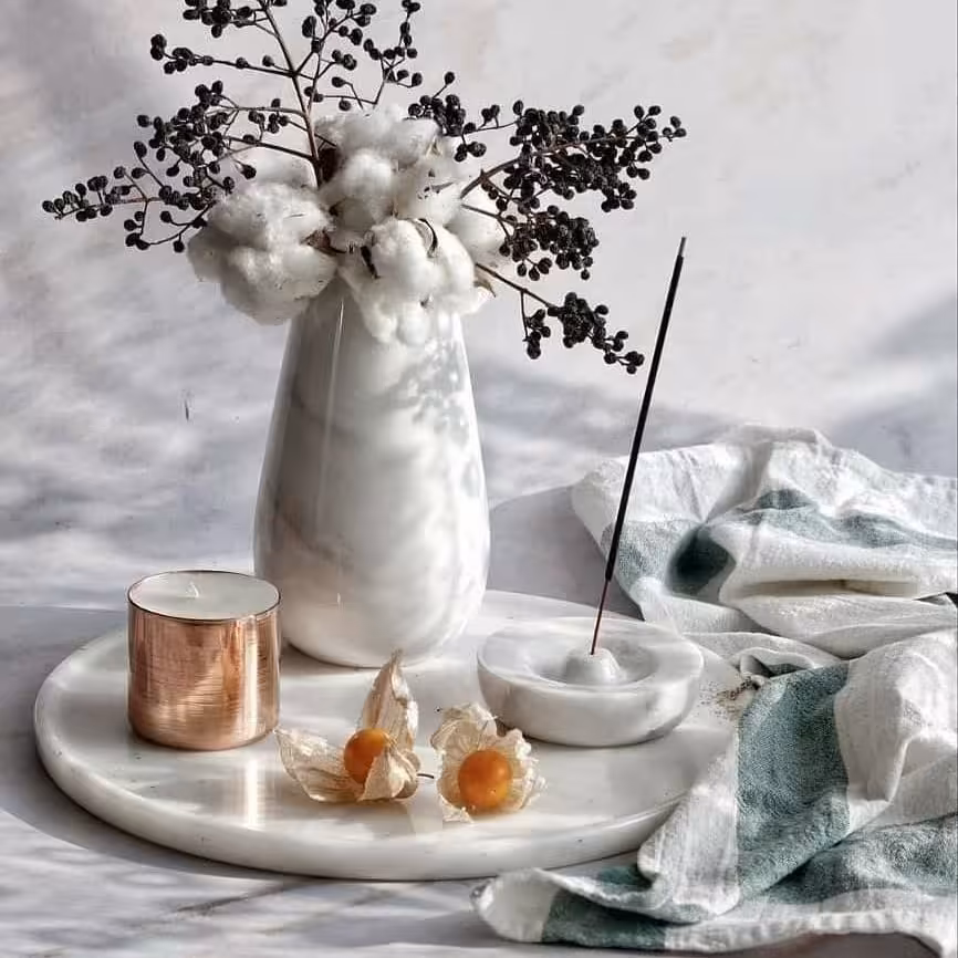 ست گلدان و سینی و جاعودی سنگی