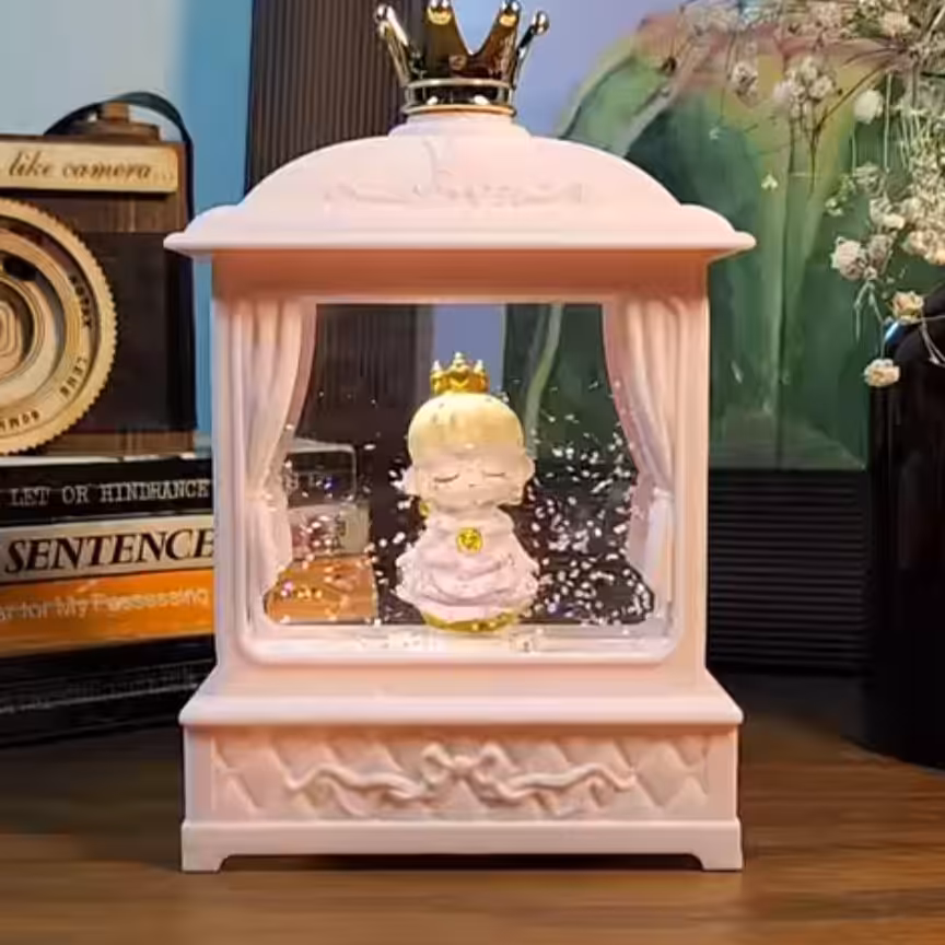 چراغ خواب موزیکال پرنسس باتری خور موزیکال چراغ دار  ارتفاع حدود 15 سانتیمتر