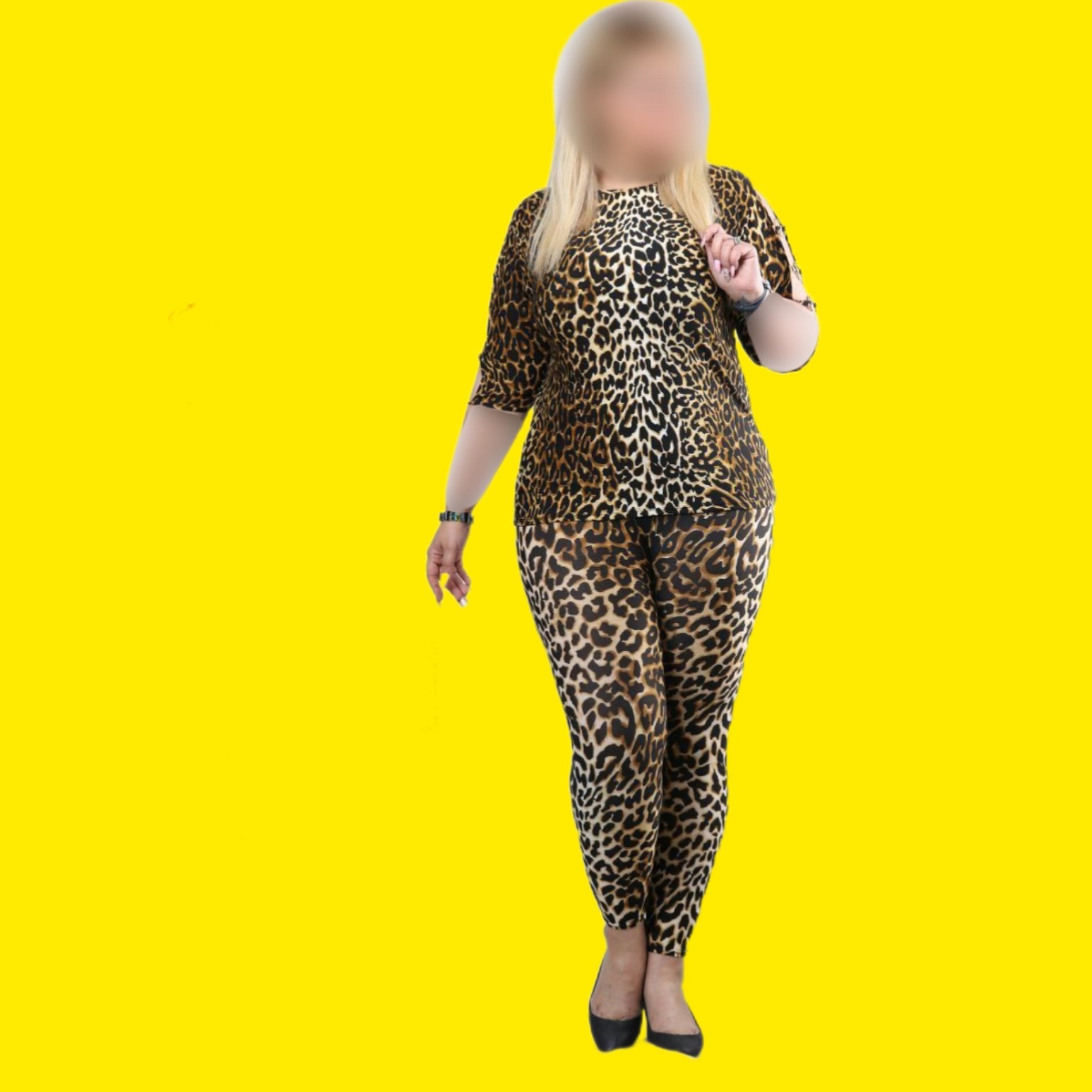 ست تونیک شلوار پلنگی آستین حلقه دار