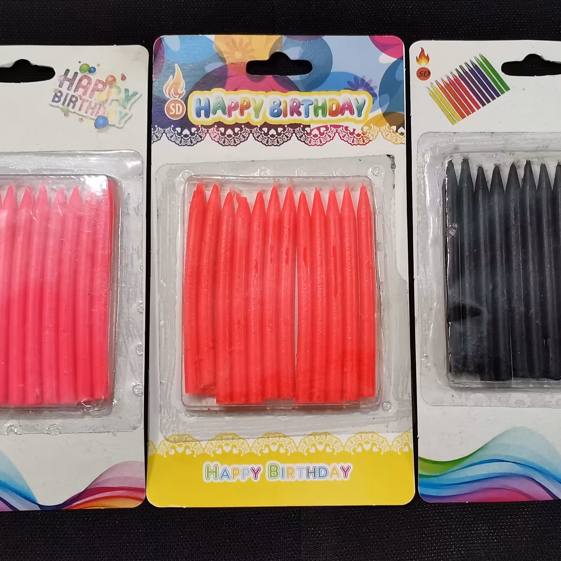 شمع مدادی کوتاه 12تایی ساده بدون پایه  رنگ های داخل تصویر موجود است 