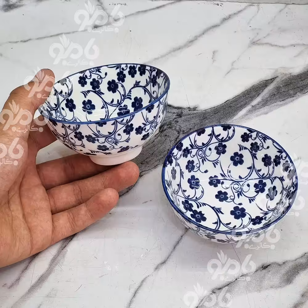 پیاله ترشی عمق 5سانت گل آبی جدید کد48