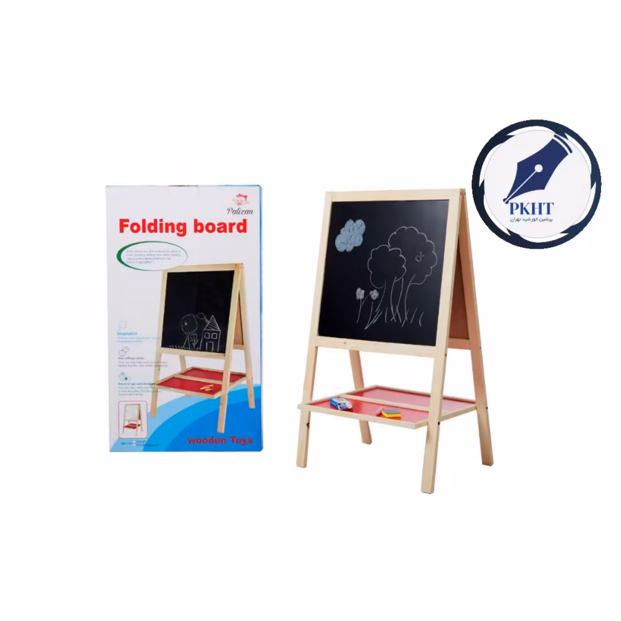 تخته پایه دار دو رو با وایت برد و تخته سیاه آیتم (213_07) بدون حروف الفبای فارسی