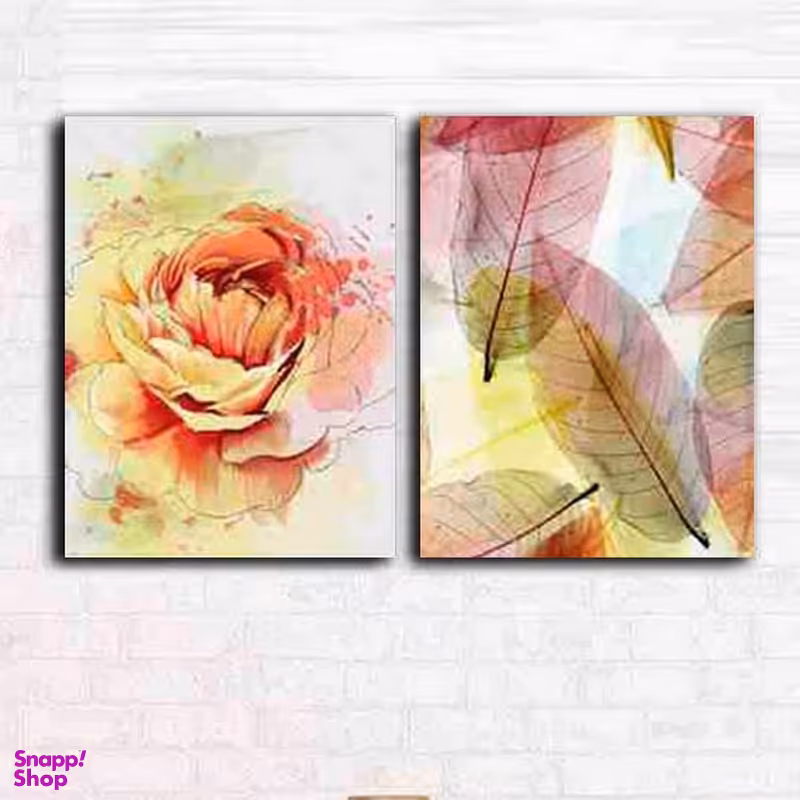 تابلو شاسی بکلیت طرح نقاشی برگ و گل رنگی مدل SH-167 مجموعه 2 عددی