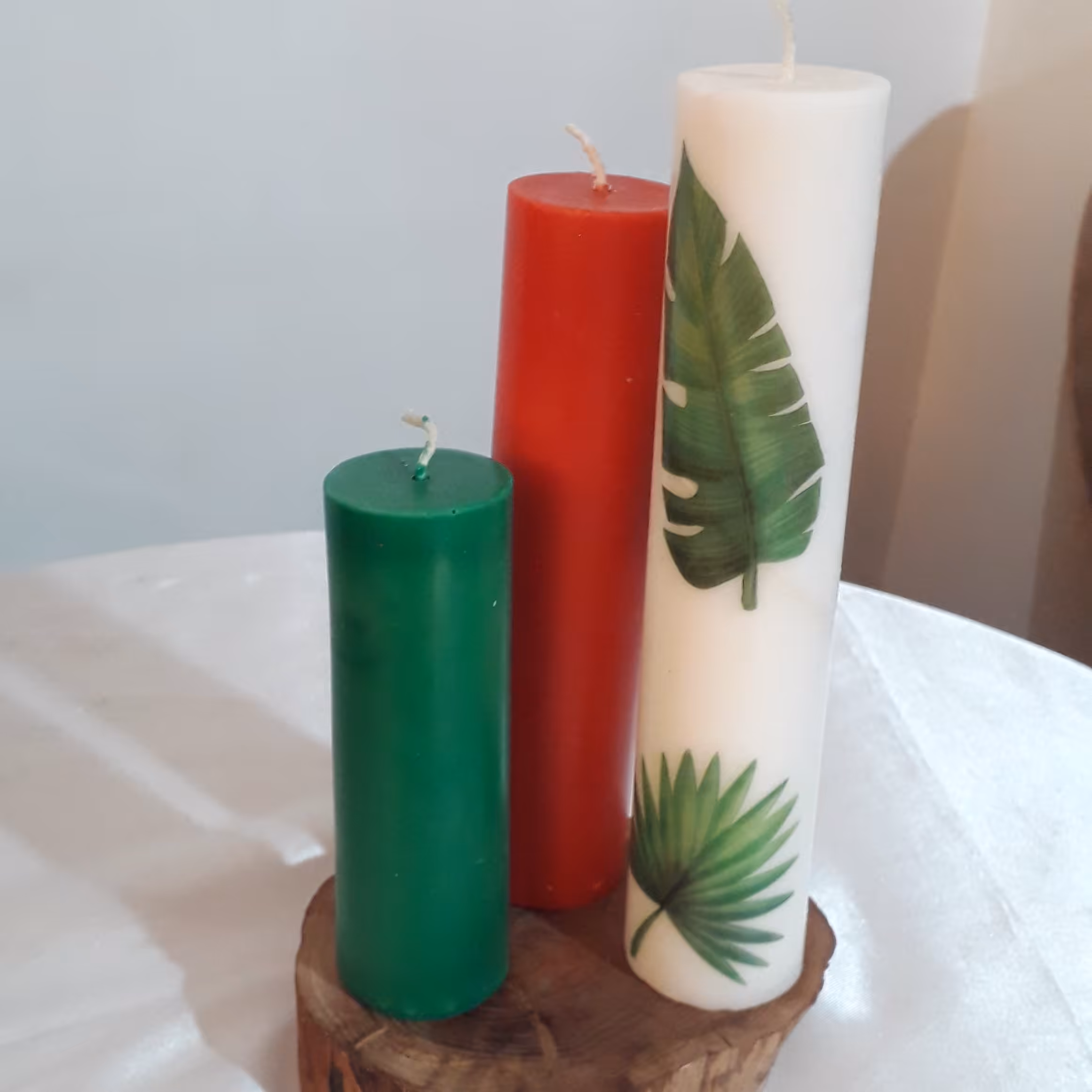 ست سه تایی شمع استوانه برگ انجیری