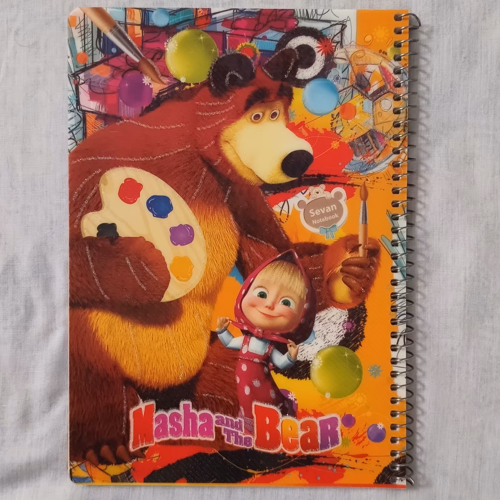 دفتر نقاشی سیمی دخترانه مارشا و خرسی 50برگ جلد طلقی اکلیلی