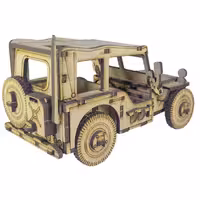 پازل چوبی فکری سه بعدی مناسب هدیه بهکات طرح جیپ دوحالته نظامی