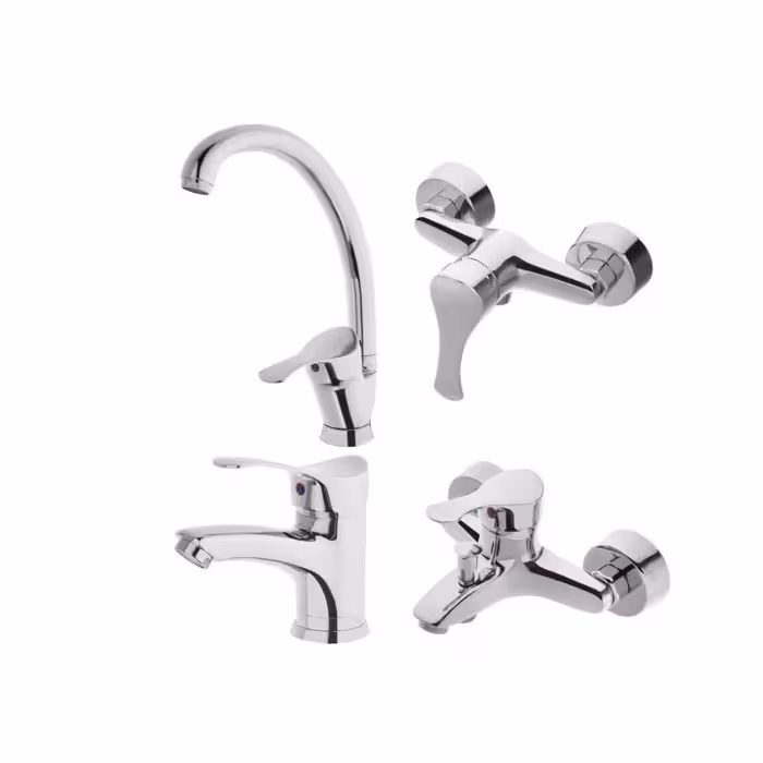 شیر آلات ست 4 تایی  مدل لاله با لوازم نصب و ارسال رایگان